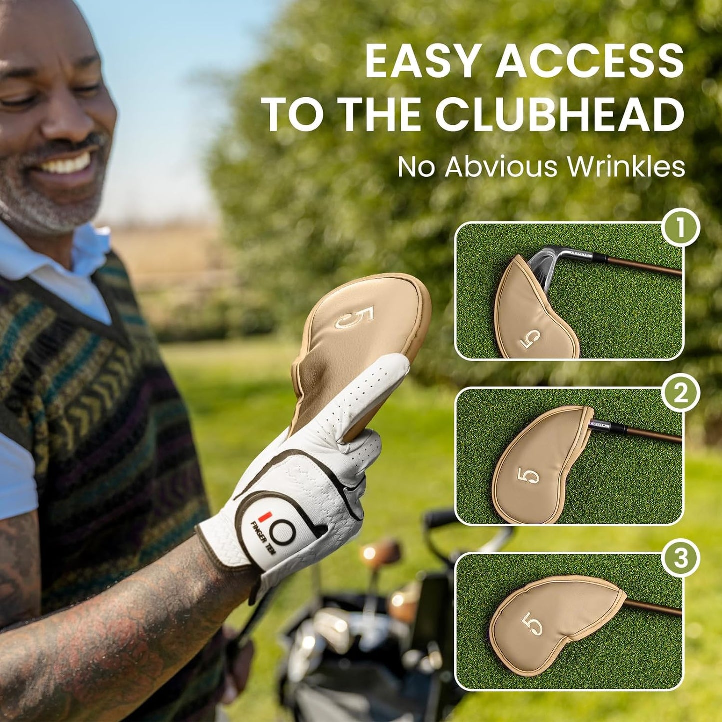 FINGER TEN Premium Synthetic Leather Stylish Iron & Wedge Golf Head Covers Value 12 Piece Set