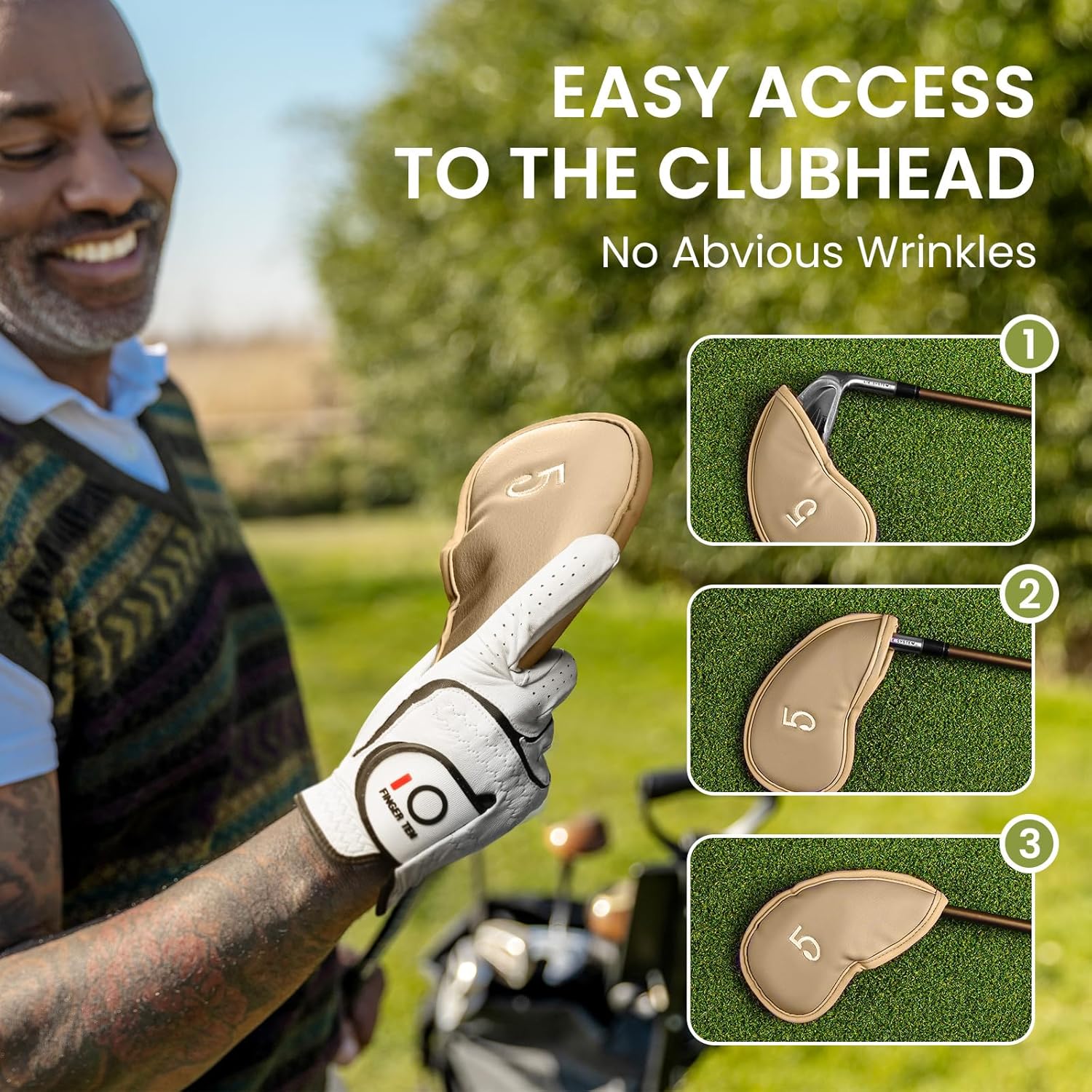 FINGER TEN Premium Synthetic Leather Stylish Iron & Wedge Golf Head Covers Value 12 Piece Set