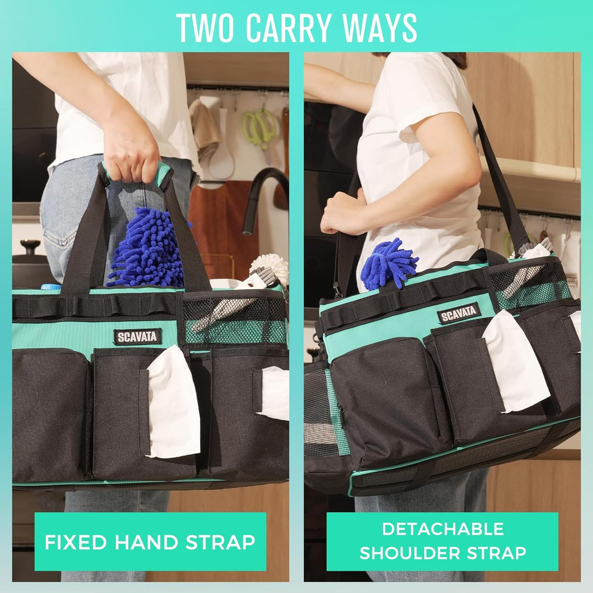 Wearable Cleaning Caddy Bag, Cleaning Caddy Supplies Organizer with Handle & Shoulder Straps for
