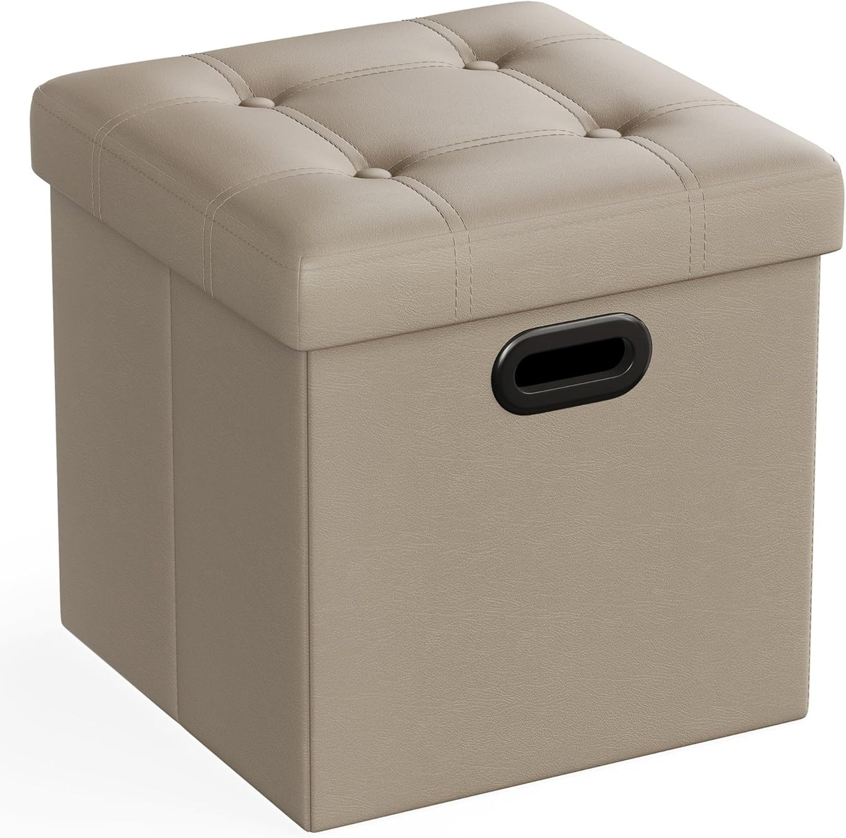 SONGMICS Mazie Collection - 15 Inches Ottoman with Storage, Footstool, Storage Ottoman with Metal