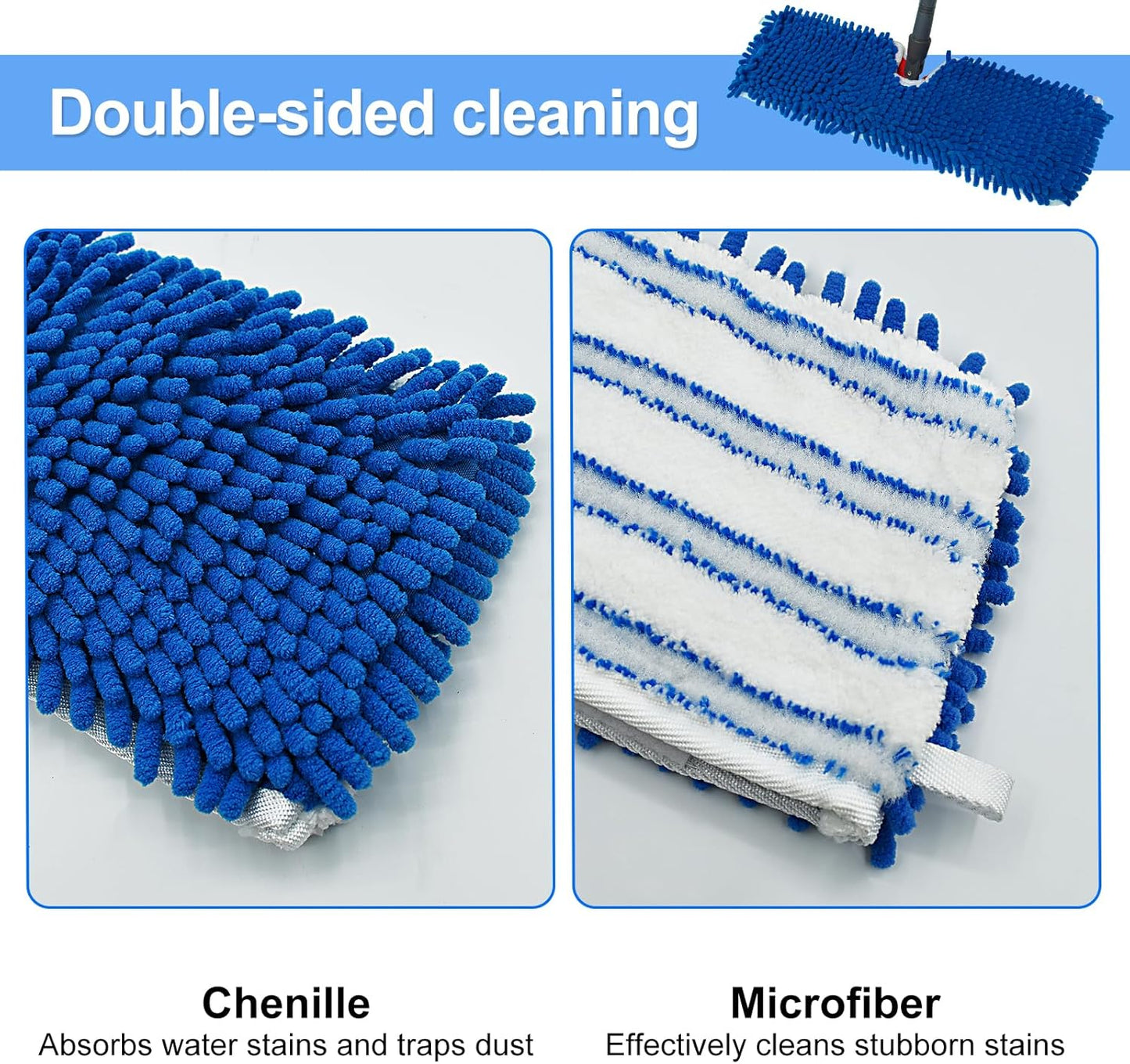 3 Pack Mop Heads Replacements for Ocedar Dual-Action Microfiber Flip Mop, Double Sided Mop Replace