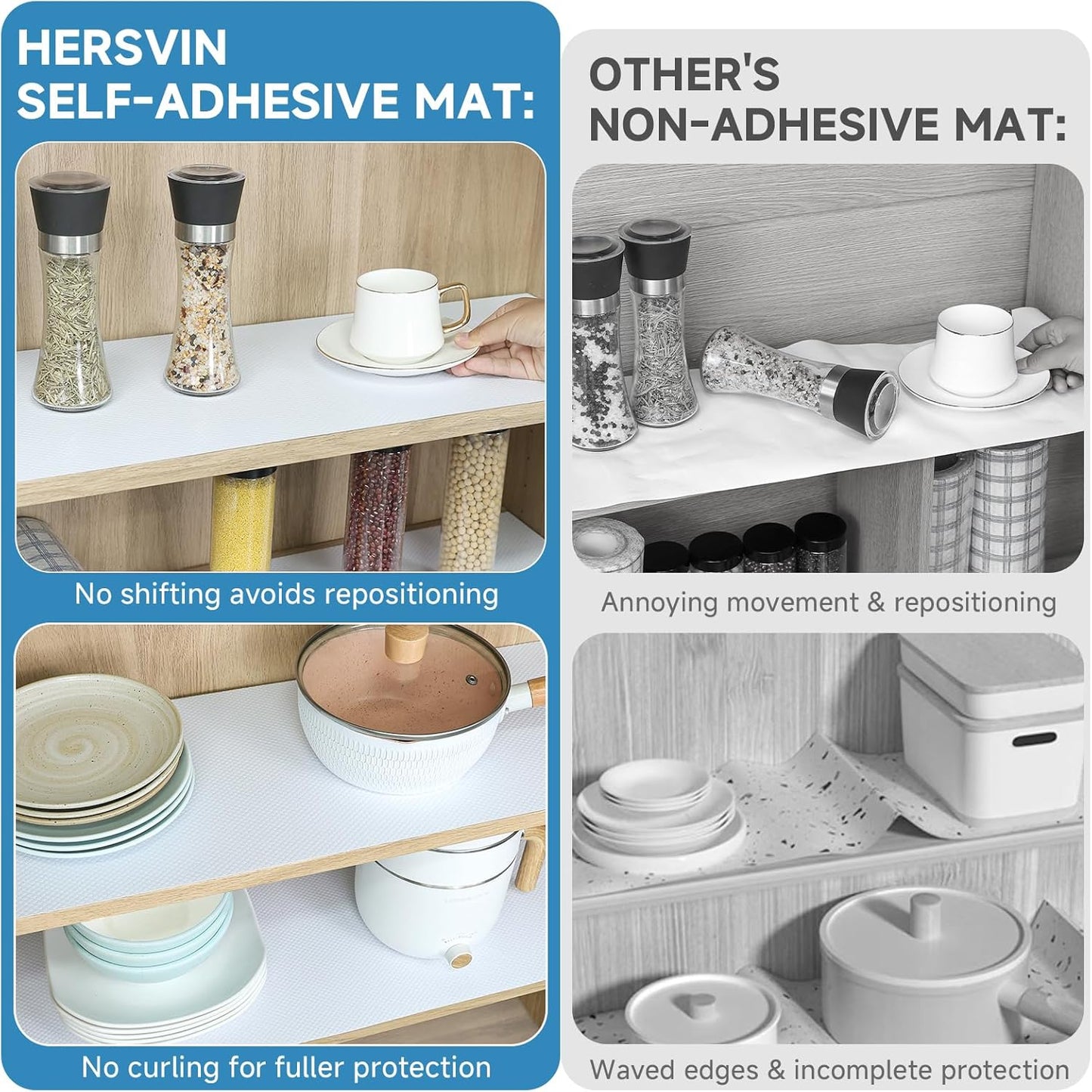 Shelf Liners 12 in x 20 ft Self-Adhesive EVA Drawer Mats, Cupboard Protector, Kitchen Cabinet
