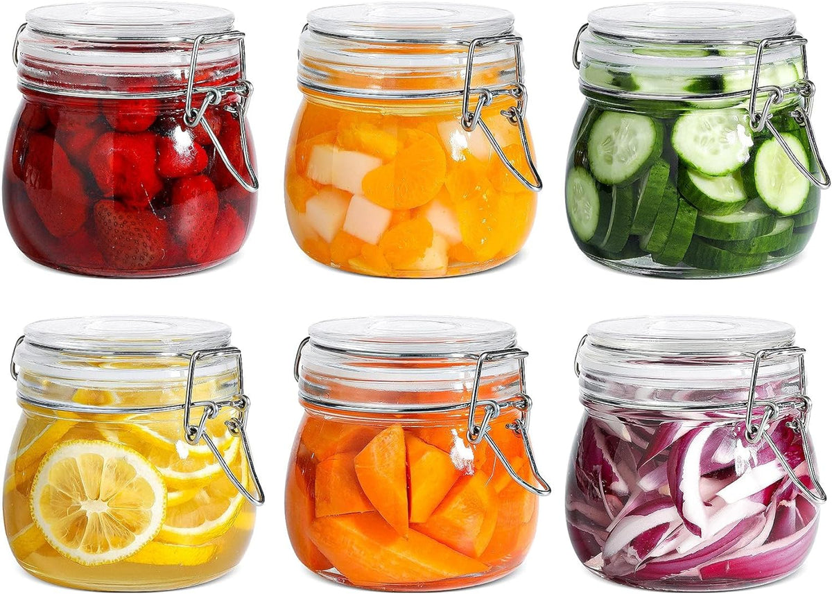 ComSaf Airtight Glass Jars with Lids 17oz Small Food Storage Container Set of 6 - Airtight Canister