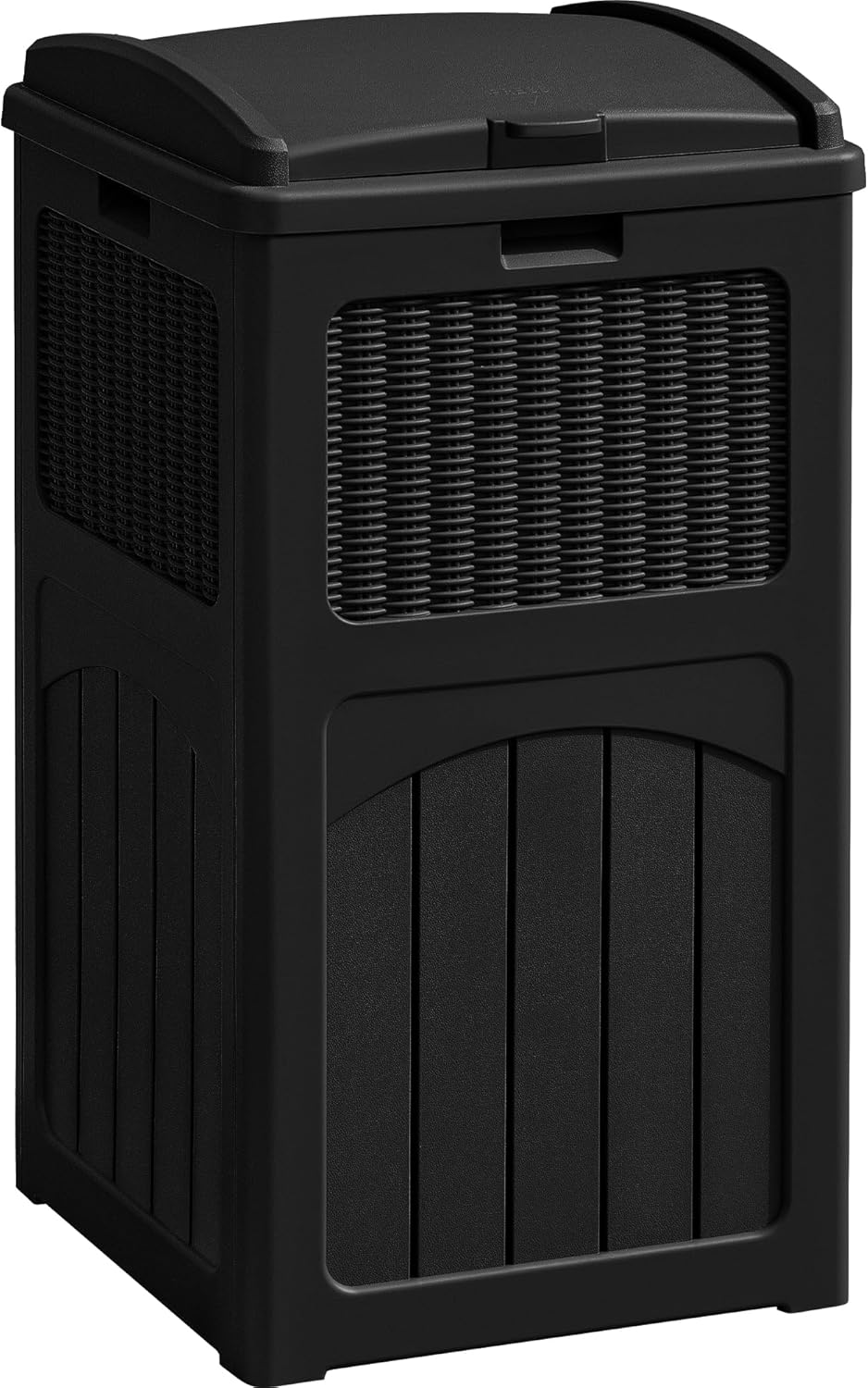 Greesum 33 Gallon Outdoor Trash Can with Lid, Waterproof Resin Garbage Bin for Hideaway, Deck