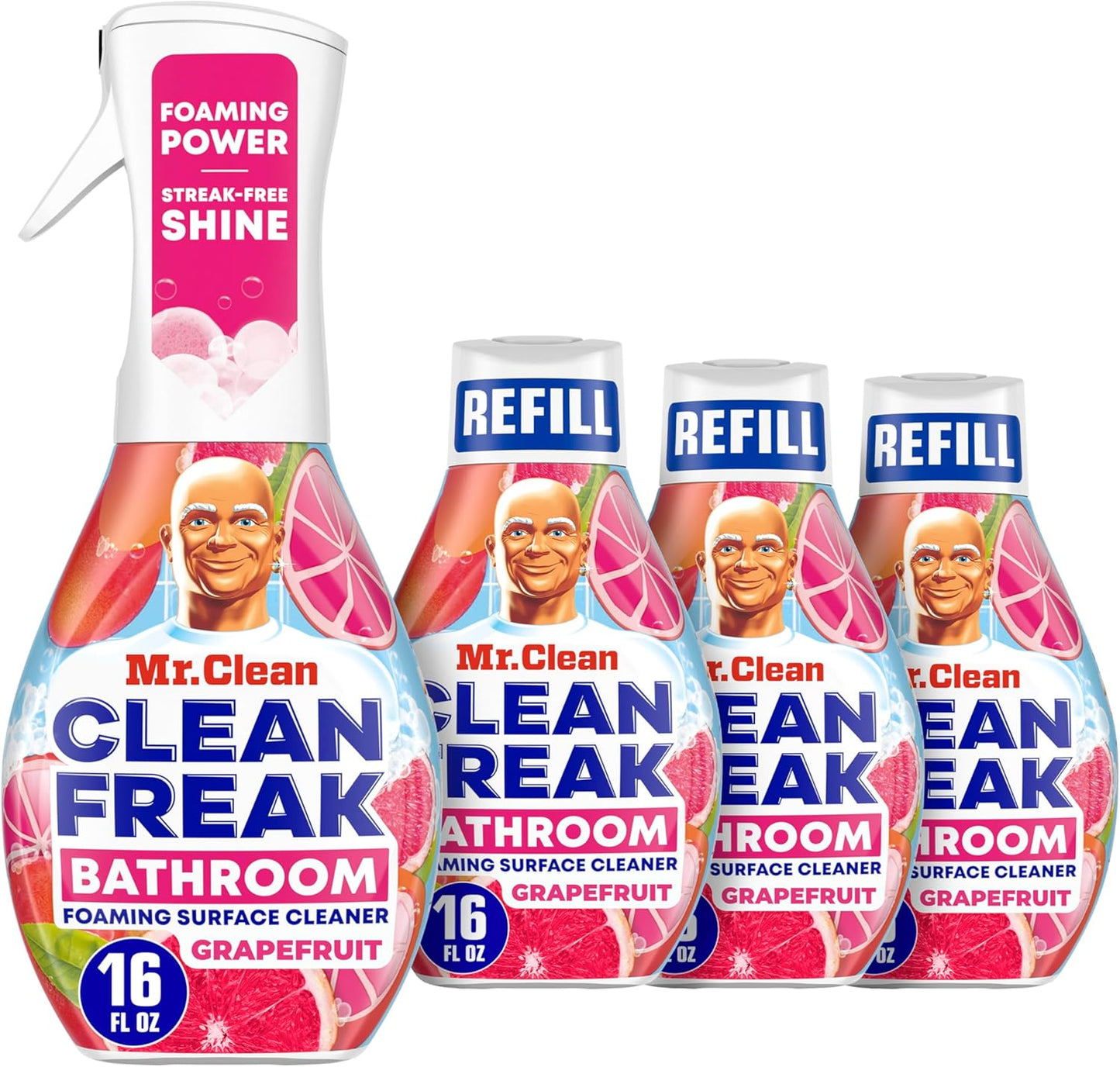 Mr. Clean Clean Freak Foaming Bathroom Surface Cleaner Multi-Surface Spray Starter Kit and Refill