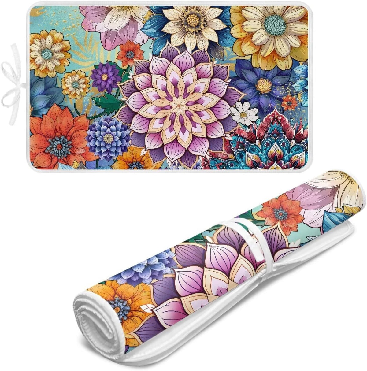 Ironing Mat Boho Flower Portable Ironing Pad Blanket for Table Top Heat Resistance Travel Small 32