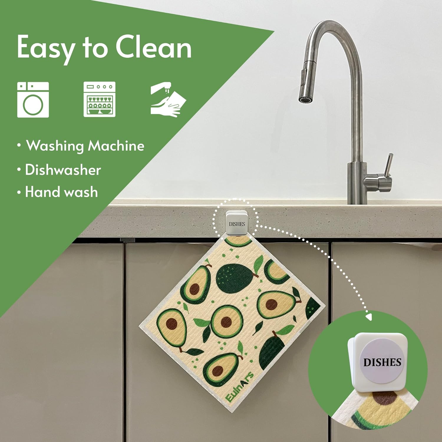 Swedish Dishcloths for Kitchen, 8 Pack Reusable Paper Towels with Clips, Non-Scratch Swedish