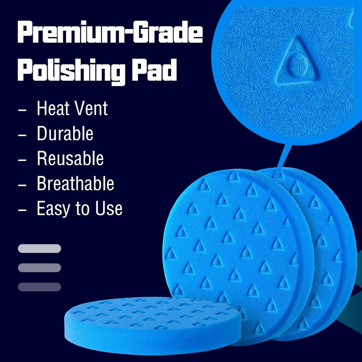 6 Inch Polishing Pad - 3Pcs Blue Polishing Pad - 6.5 Inch Face for 6 Inch 150mm Backing Plate