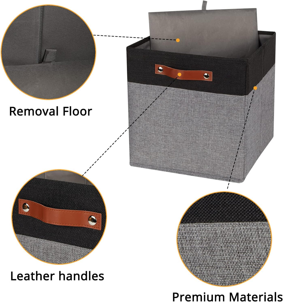 DULLEMELO 12x12 Storage Cubes, Collapsible Sturdy Cube Storage Bins With Handles for
