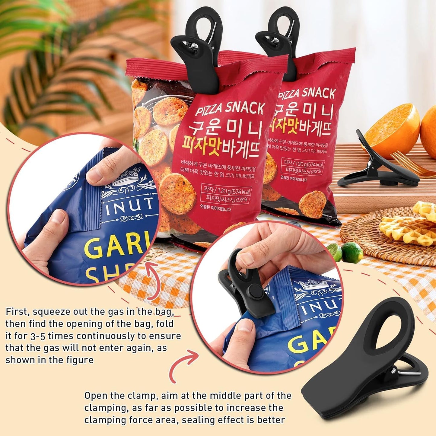 FINDMAG 24 Pack Magnetic Chip Clips for Food Storage, Plastic Bag Clips with Strong Magnet for