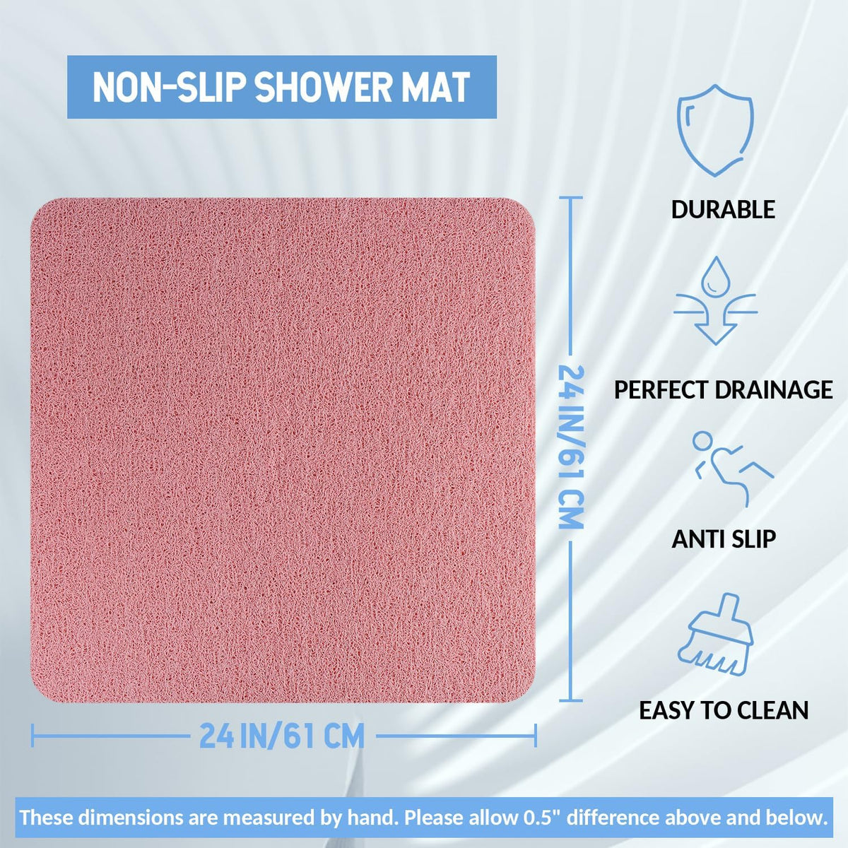 Non-Slip Bathtub Mat, Anti Slip Shower Mat, Fast Drying Bathtub Mats, Foot Scrubber Mat, Anti Slip