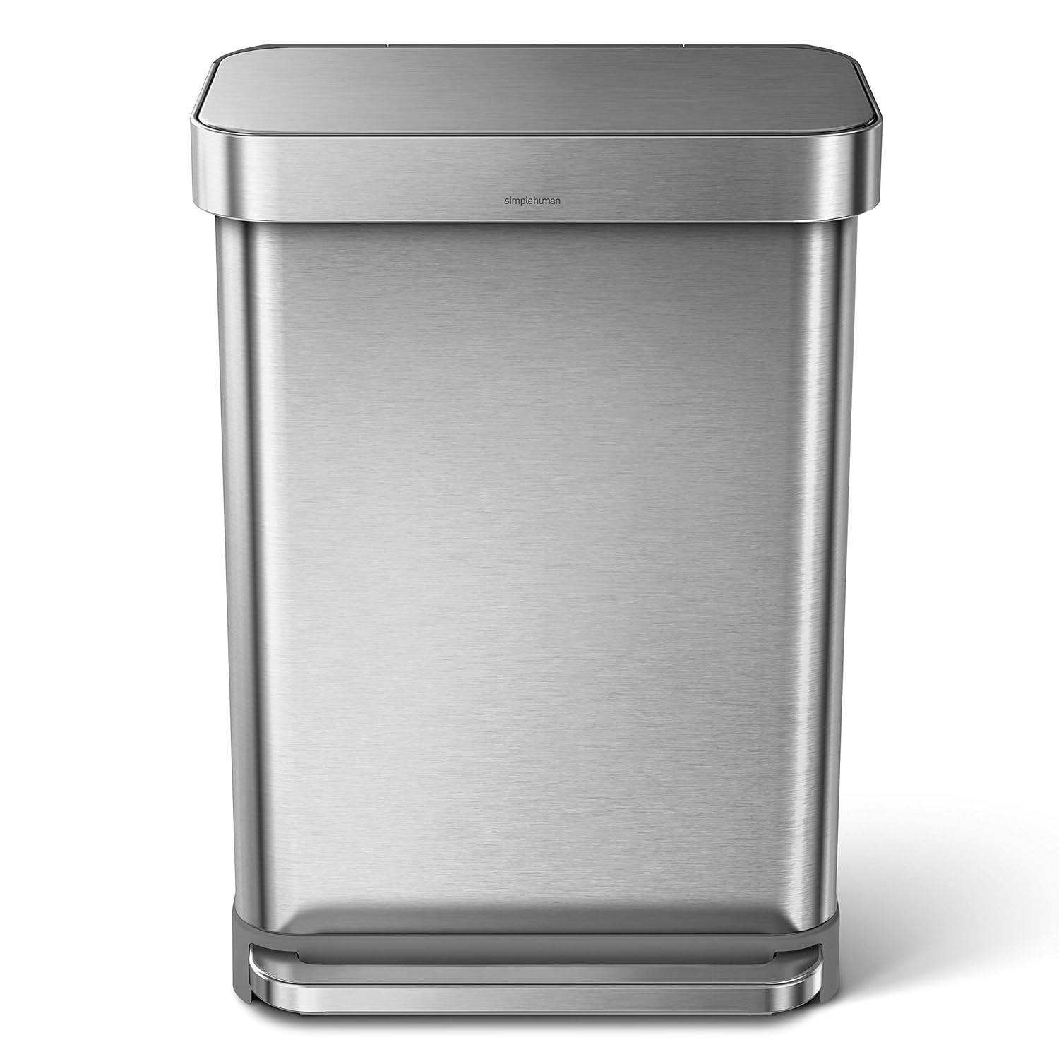 simplehuman 55 Liter / 14.5 Gallon Rectangular Hands-Free Kitchen Step Trash Can with Soft-Close
