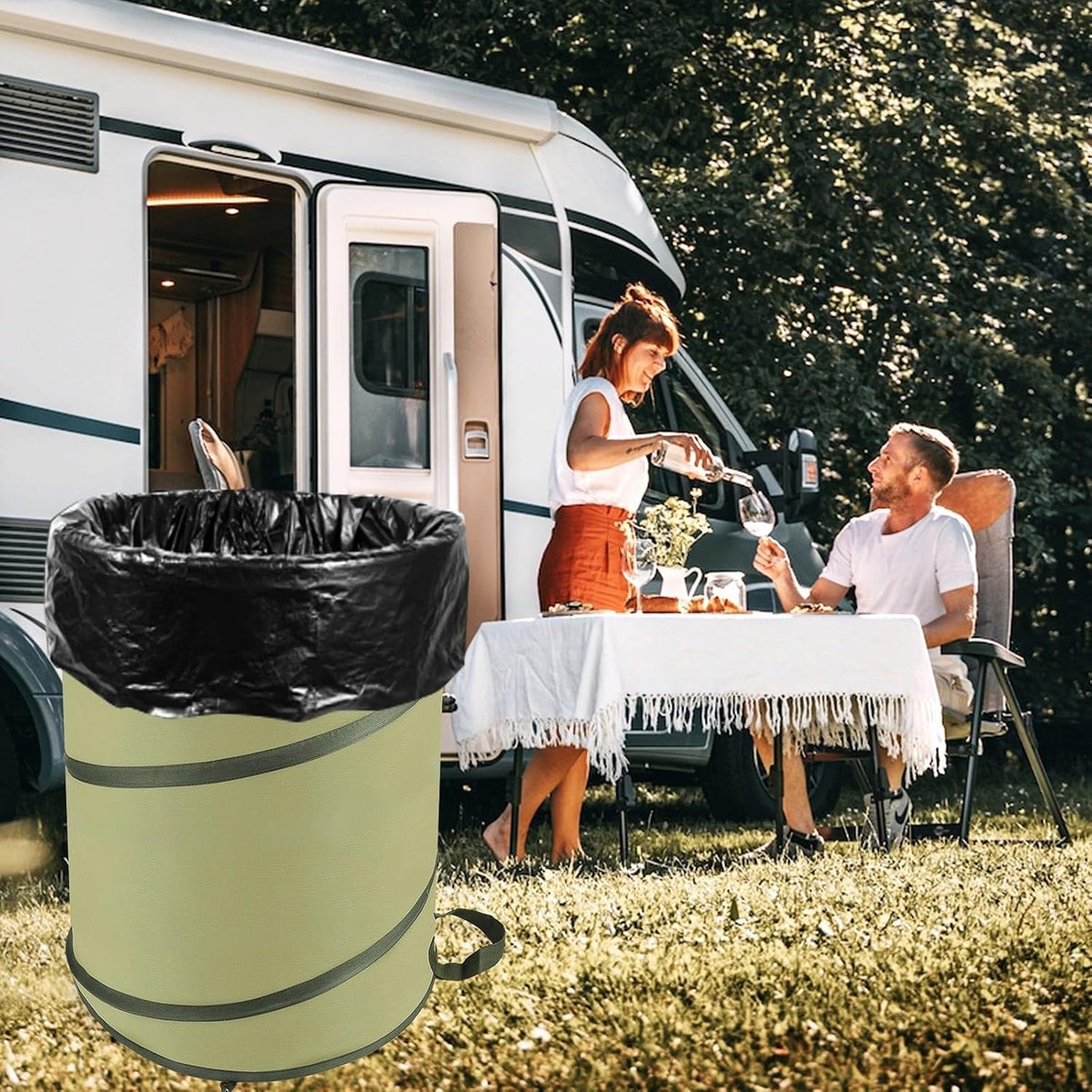 YUDI & GARDEN 45 Gallon Collapsible Garden Bag｜Collapsible Trash Can｜Camping Trash Can, Use for