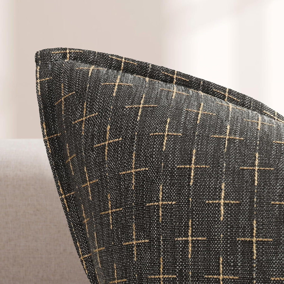 ZWJD Pillow Covers 22x22 Set of 2 Soft Polyester Textured Pillow Covers with Stylish Flange Edge