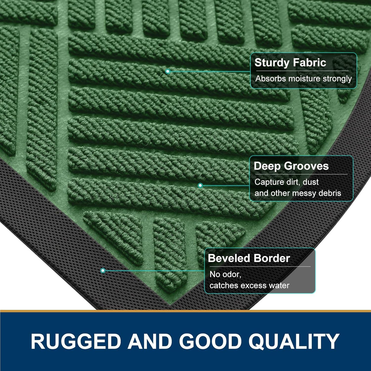 Smiry Half Circle Front Door Mat Outside Entrance, Heavy Duty Outdoor Indoor Natural Rubber