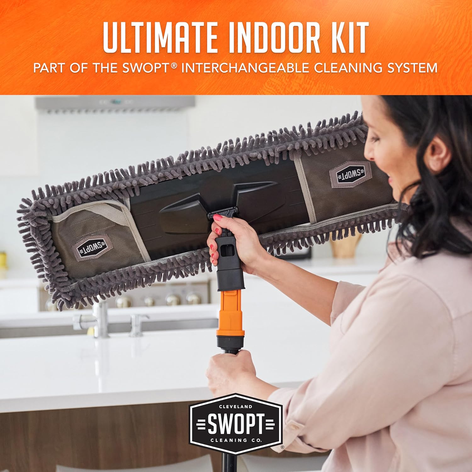 SWOPT 7-Piece Ultimate Indoor Kit — Includes 48” and 60” Wooden Handles, Dust Mop, Cotton Mop