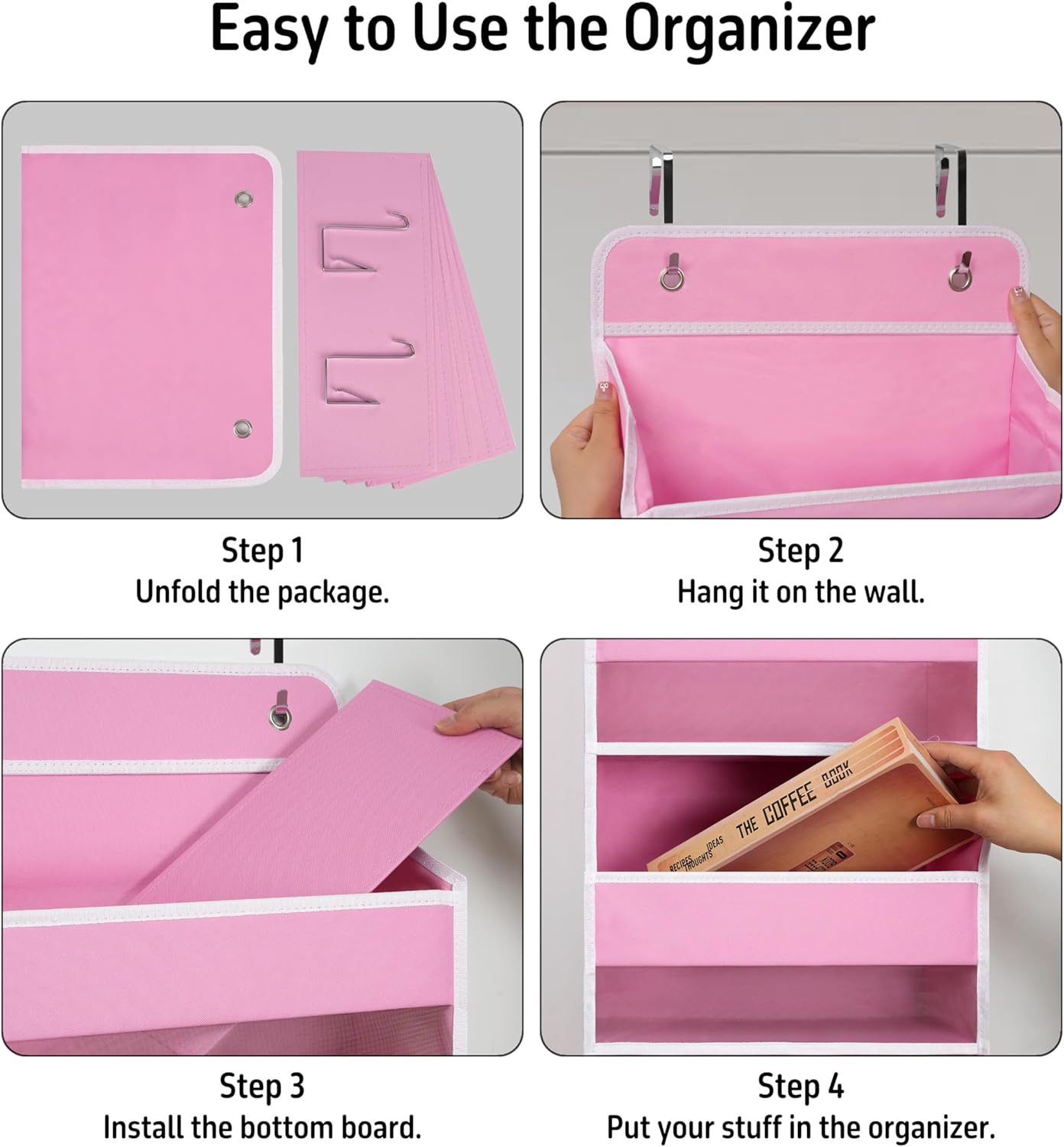 Over Door Organizer with 5 Large Pockets, Heavy Duty Hanging Organizer Storage, Closet Bathroom