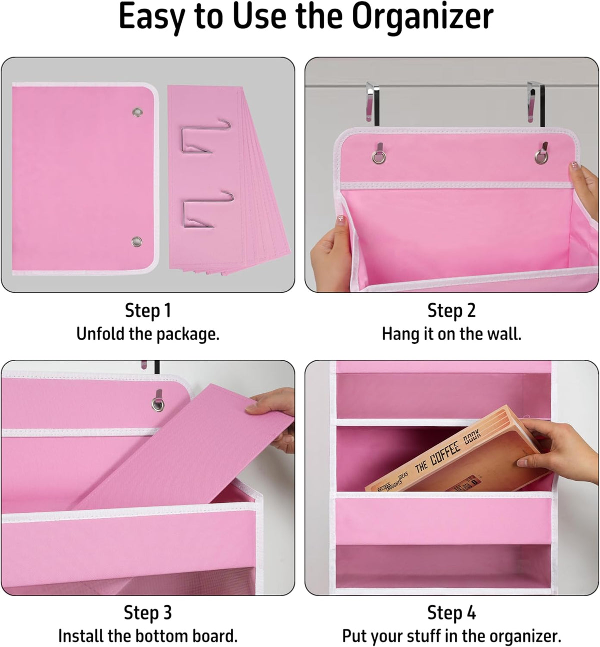 Over The Door Hanging Organizer with 4 Large Pockets – Closet, Bathroom, Nursery, Bedroom, Dorm