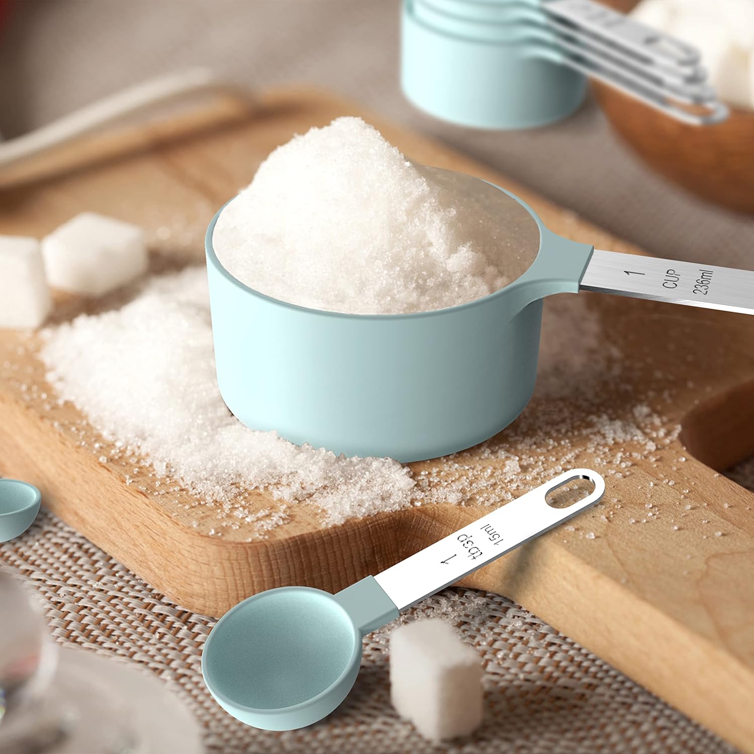 TILUCK Measuring Cups & Spoons Set, Stackable Cups and Spoons, Nesting Measure Cups with Stainless