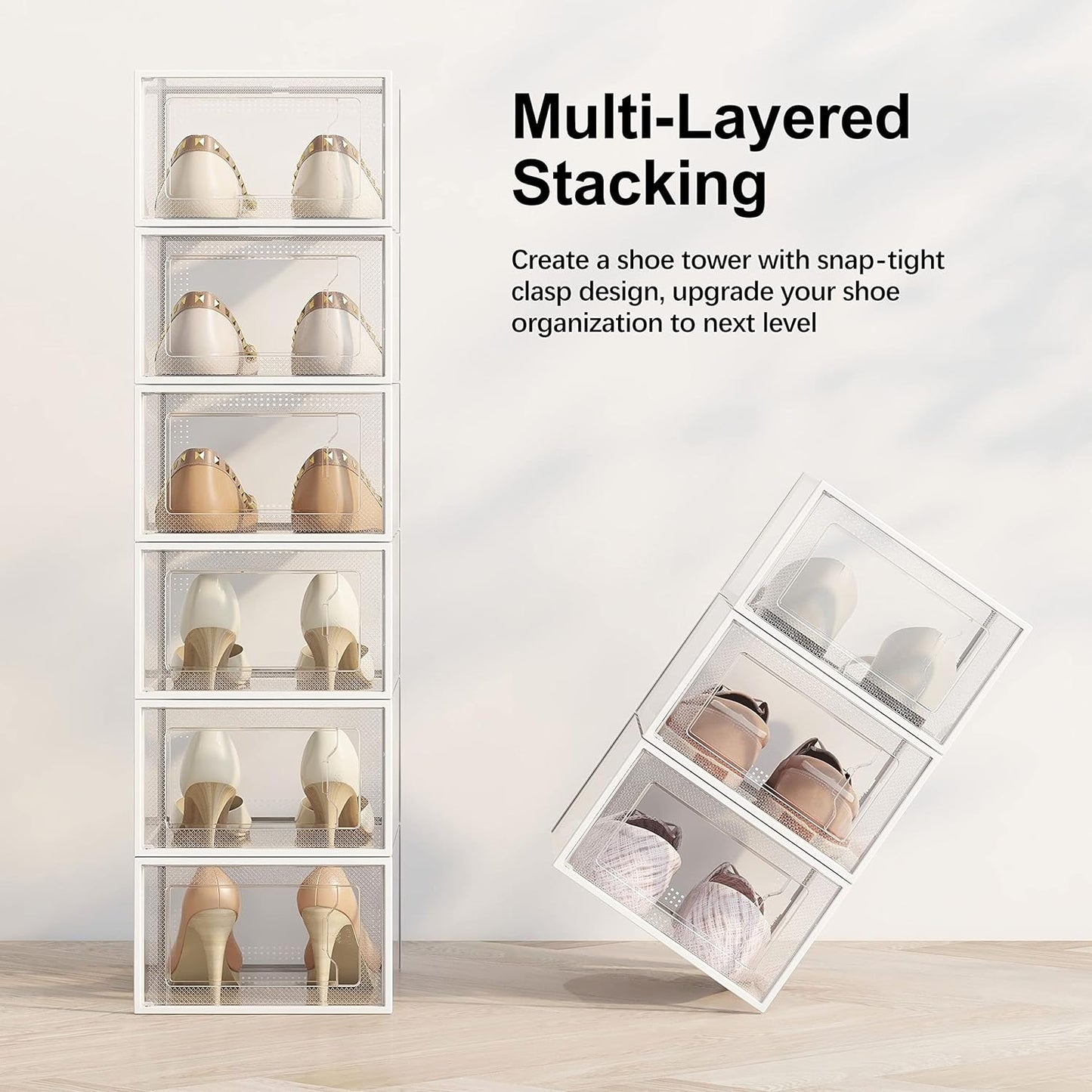 SEE SPRING X-Large Shoe Storage Box Fit Size 11, Clear Plastic Stackable Shoe Organizer for Closet