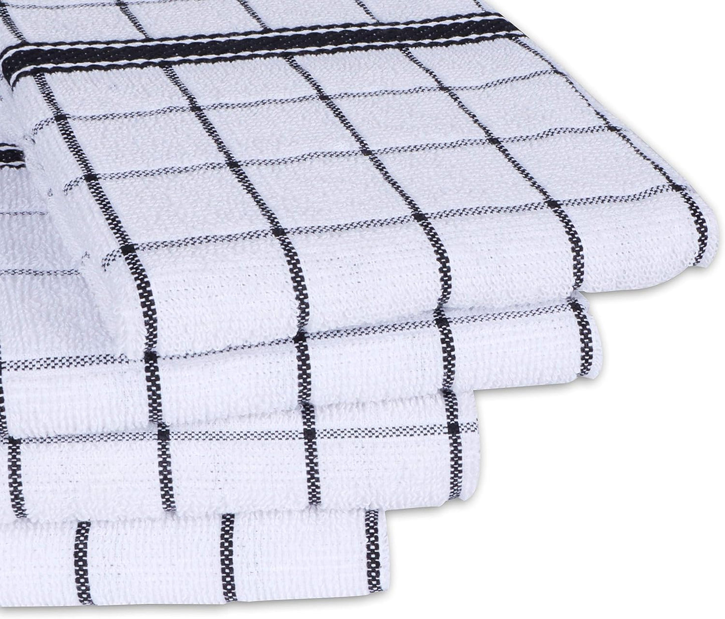 AMOUR INFINI Terry Cotton Kitchen Towels 4-Pack - Large 18 x 28 Inch, Absorbent & Soft Dish Towel
