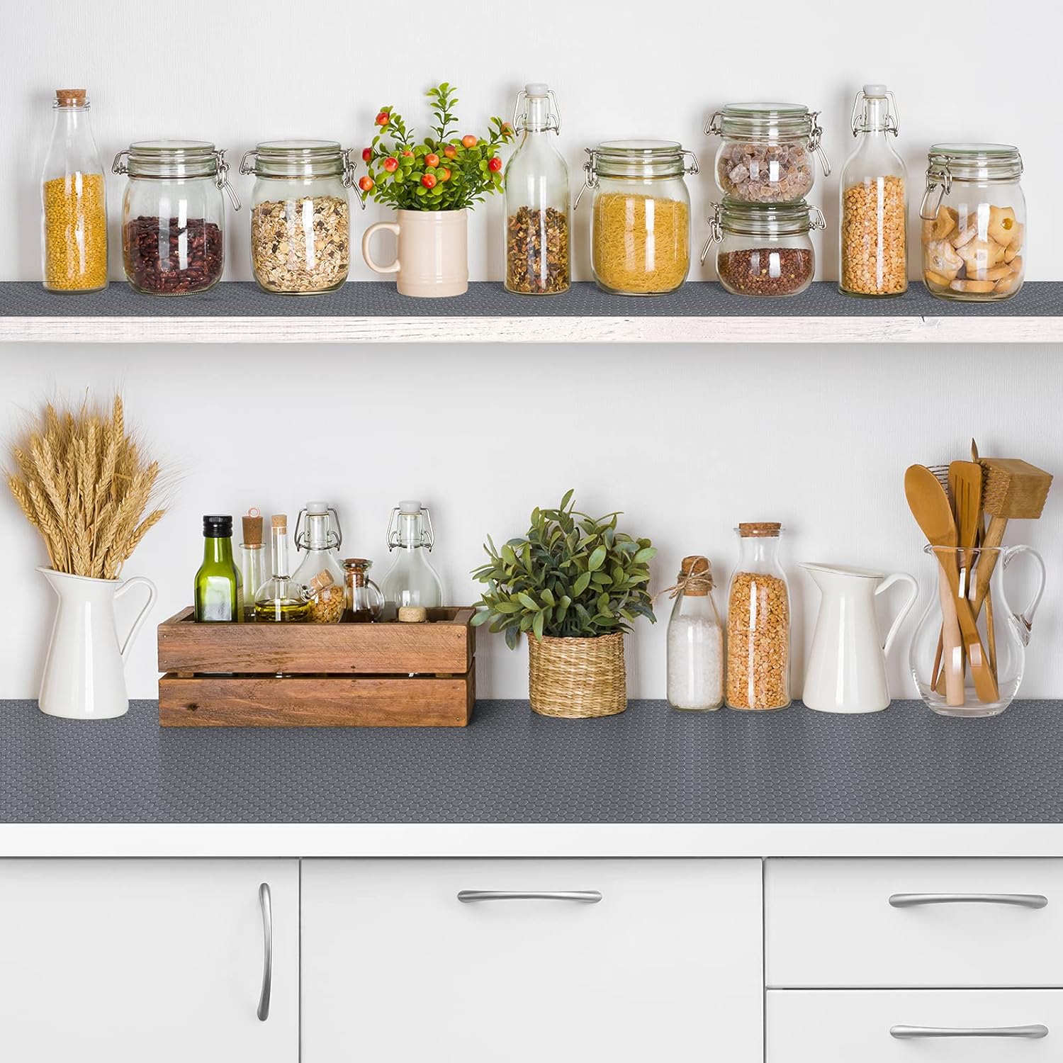 Shelf Liners for Kitchen Cabinets Non-Slip Drawer Liner Non Adhesive Cupboard Mat EVA Material