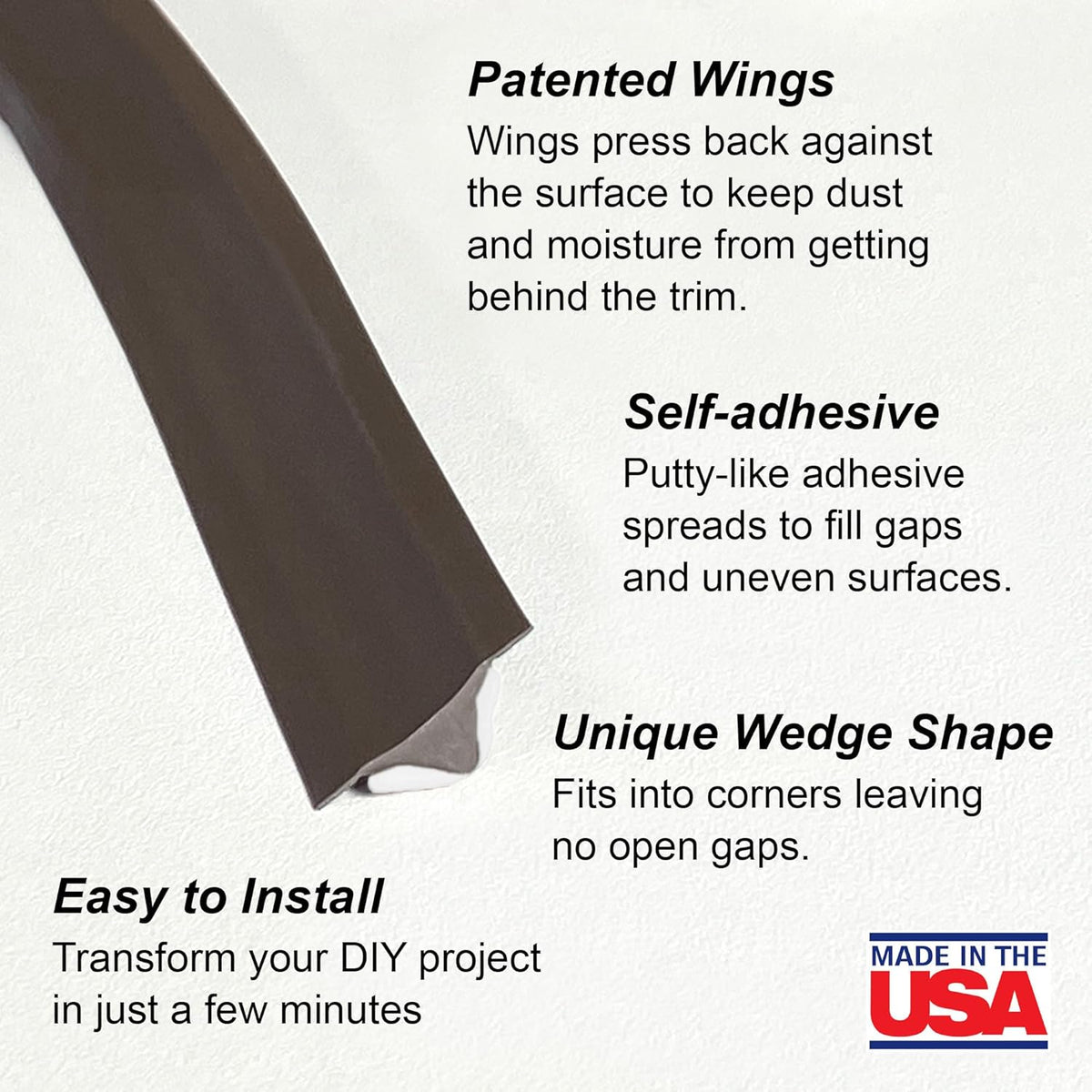 InstaTrim Bronze New & Improved Caulk Trim, 3/4" by 10 ft, Flexible, Water-Resistant for Bathroom