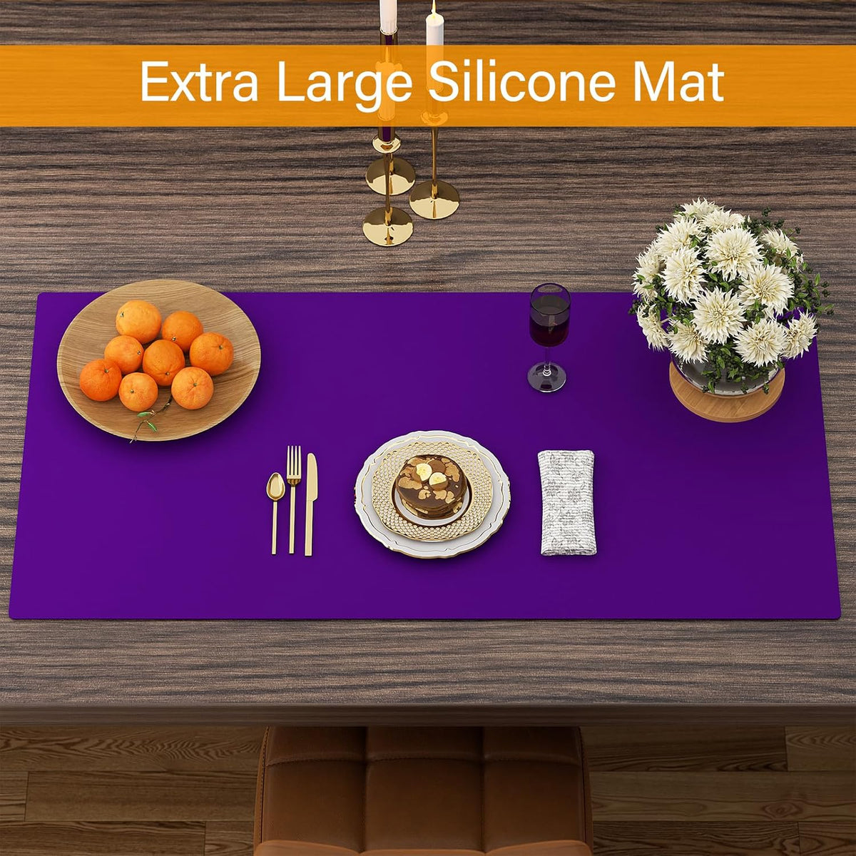 Quality Silicone Table Mat 47x24 Inch - High Heat Resistant (Lab Tested 482°F), Non-Slip