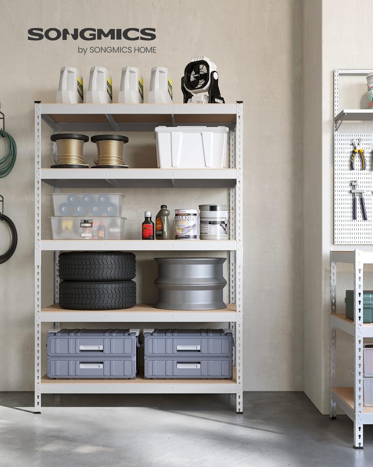 SONGMICS 5-Tier Storage Shelves, Load 2310 lb, Set of 2 Garage Storage, Boltless Assembly