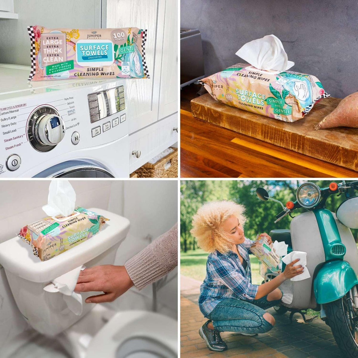 3 Packs Surface Cleaning Wipes Bleach Free, Thick & Large Dispose, All-Purpose Cleaner for
