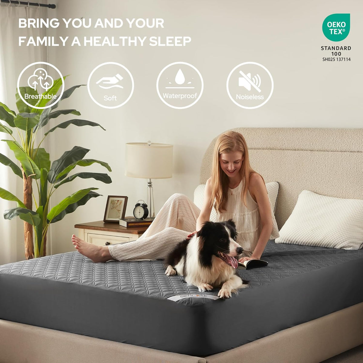 BEDLORE Waterproof Mattress Protector, Noiseless California King Size Mattress Pad with Deep Pocket