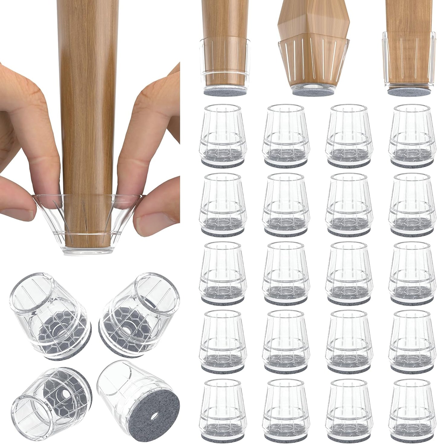 24PCS Extra Small Silicone Chair Leg Floor Protectors for Hardwood Floors, Thicken Rubber Chair Leg
