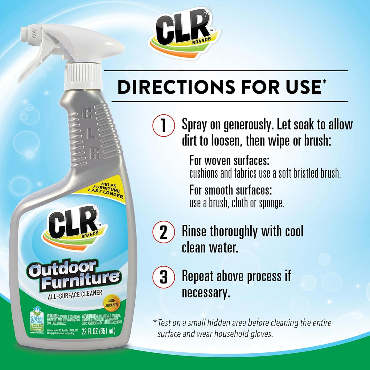 CLR Brands Outdoor Furniture Cleaner, 26 oz. Spray Bottle, Cleans Outdoor Surfaces, Remove Dirt and