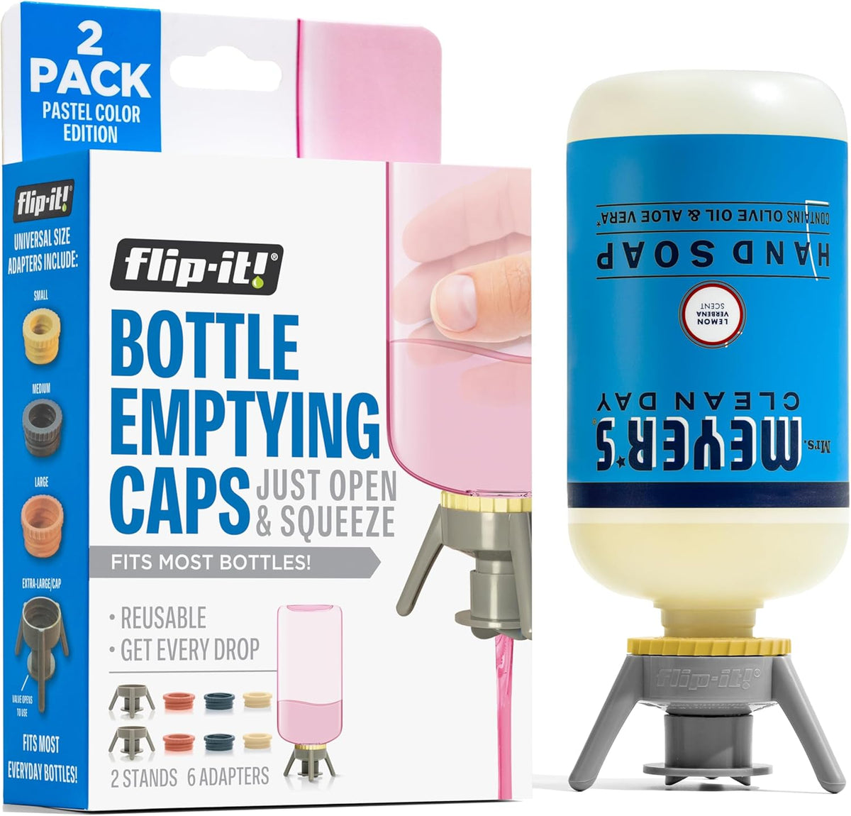 Flip-It! 2-Pack Premium Bottle Emptying Kit – No more wasted product - Fits most plastic bottles