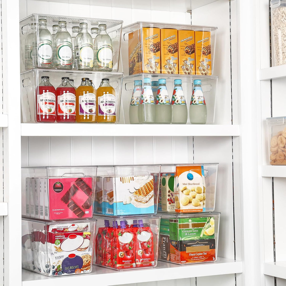 Vtopmart 6 Pack Clear Stackable Storage Bins with Lids,XLarge Plastic Containers with Handle for