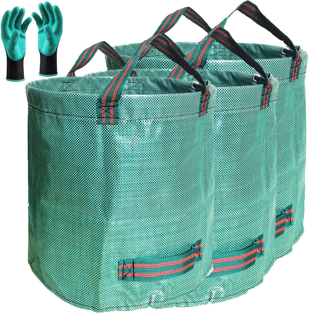 Standard 3-Pack 32 Gallons Yard Garden Bags (D18, H30 inches) with Gardening Gloves, Standable