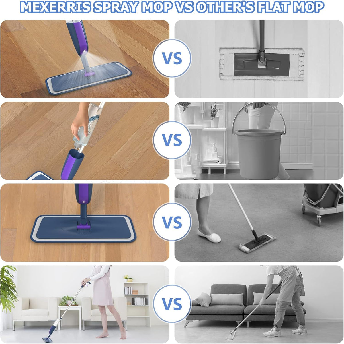 Spray Mops for Hardwood Floor Cleaning- MEXERRIS Microfiber Wet Jet Mops with 2 Bottles 4 Reusable