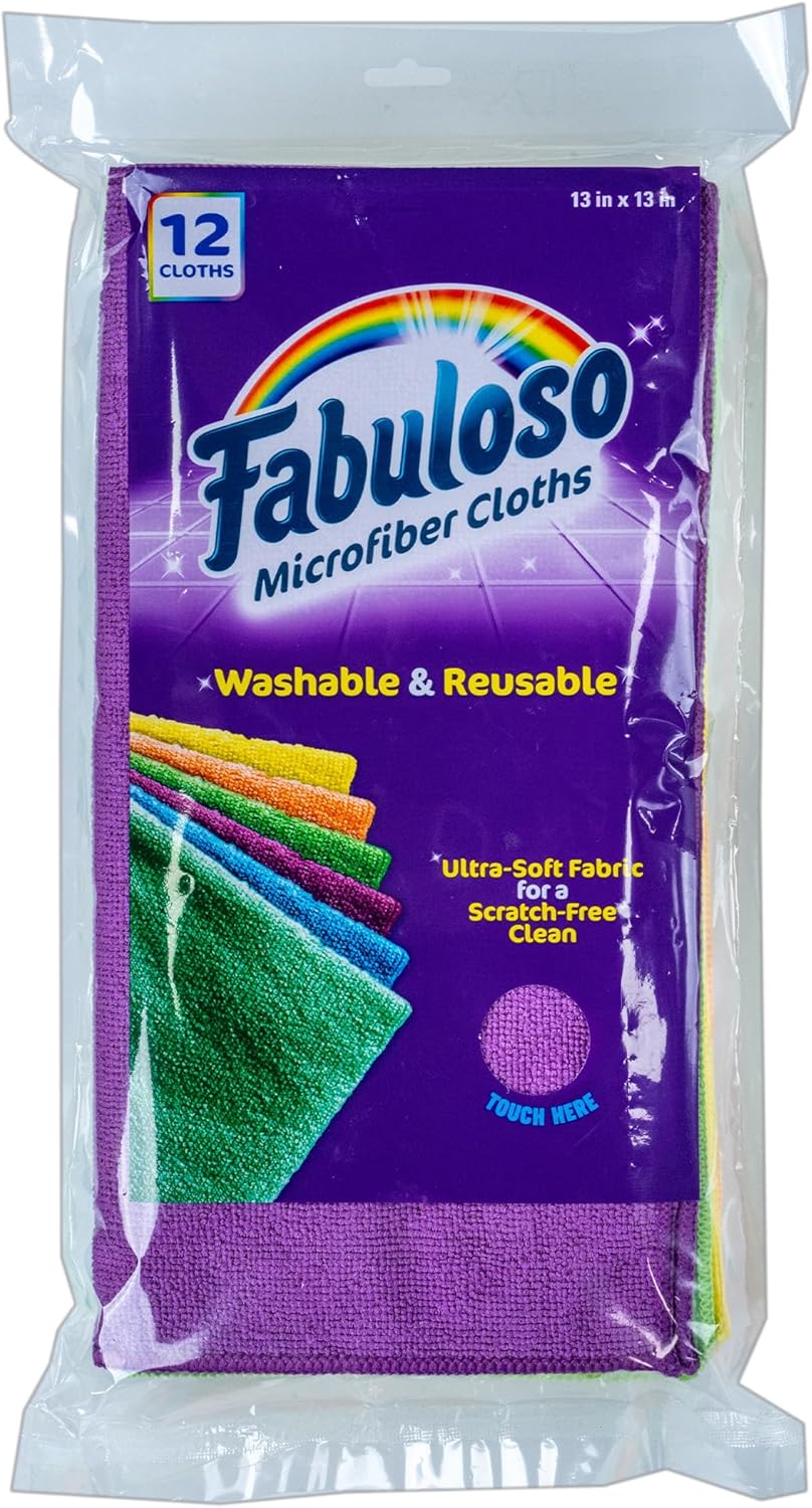 Fabuloso Microfiber Cleaning Cloths, Rainbow - Lint-Free, Scratch-Free Cleaning Cloths for Surfaces