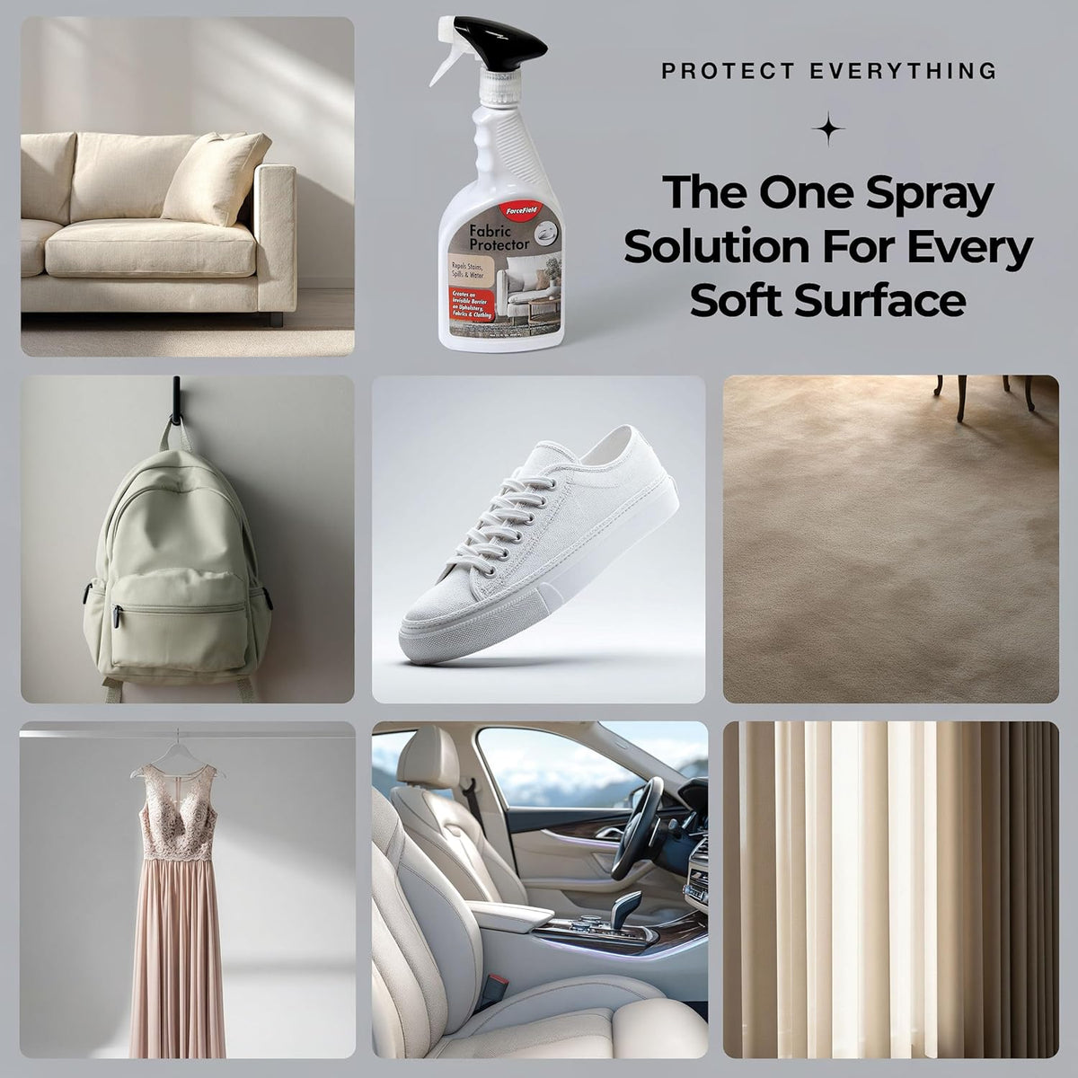 ForceField Fabric Protector Spray – Long-Lasting, Non-Toxic Water & Stain Repellent – Safe for All