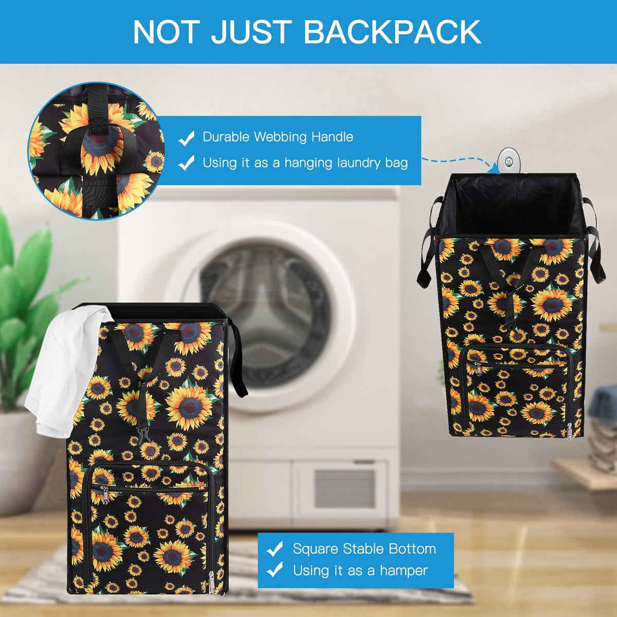 Bukere Laundry Hamper, Extra Large 2 in 1 Laundry Backpack Bag for College Students Dorm
