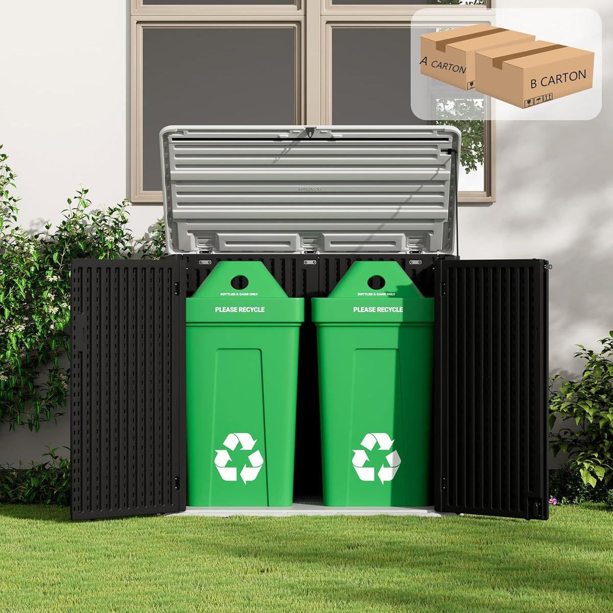 ZZM Large Outdoor Storage Shed, 48 Cu Ft Resin Versatile Storage Cabinet for Patio Accessories