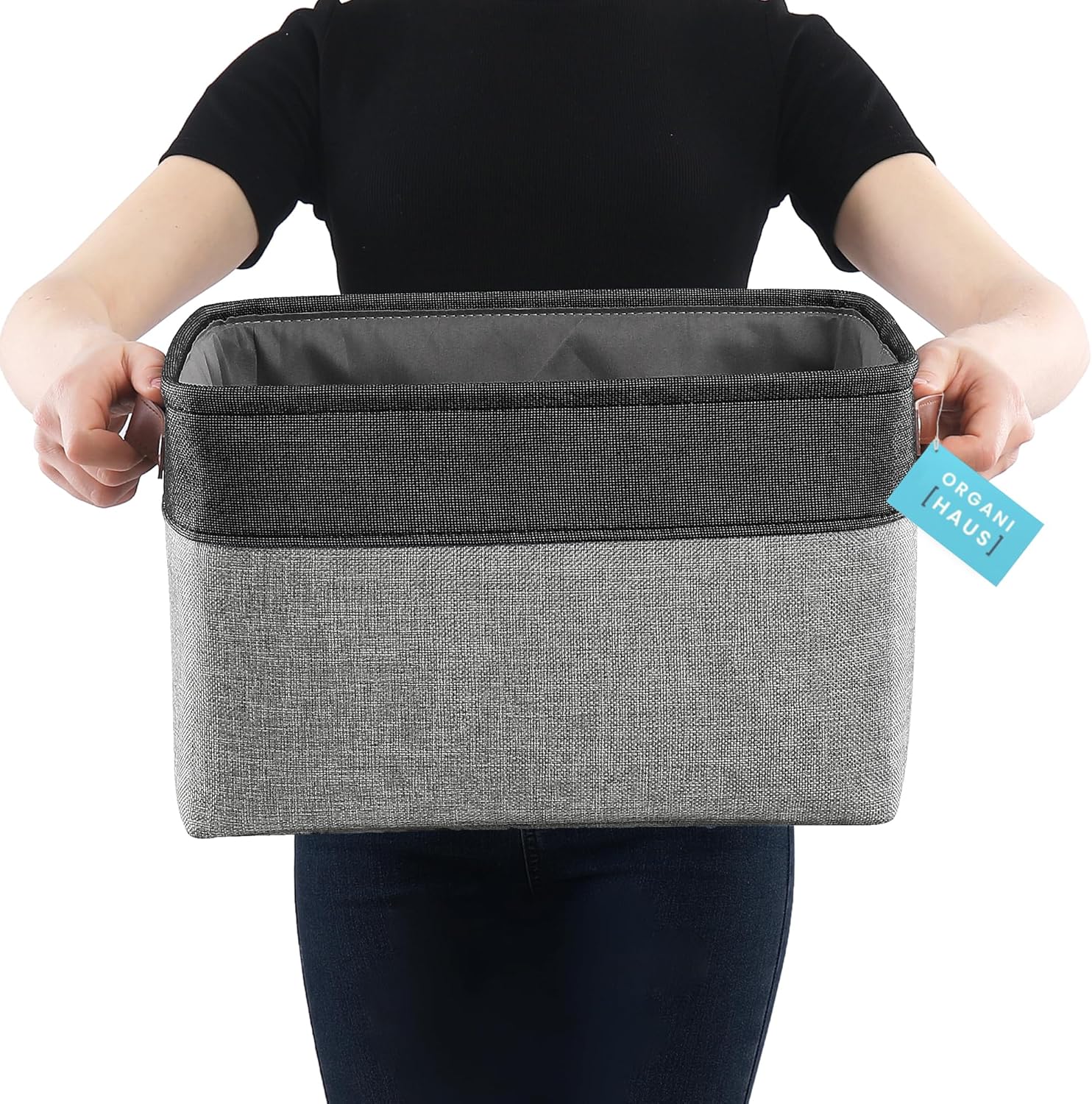 OrganiHaus Large Fabric Storage Baskets for Shelves 3 Pack | 15x11in Closet Storage Bins for