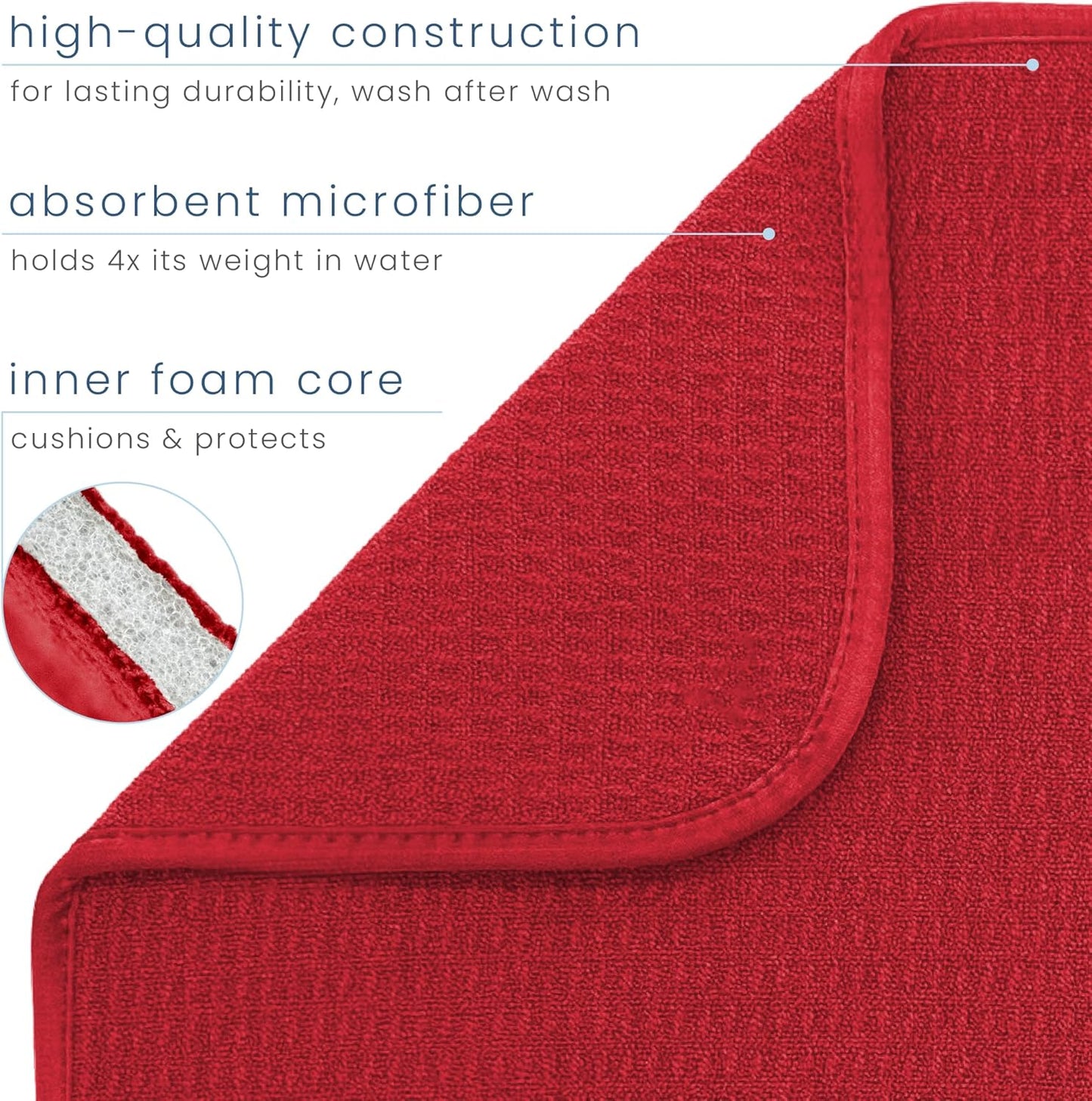S&T INC. Dish Drying Mat, 16” x 18”, Absorbent Microfiber Kitchen Counter Mat, Dish Drying Pad for