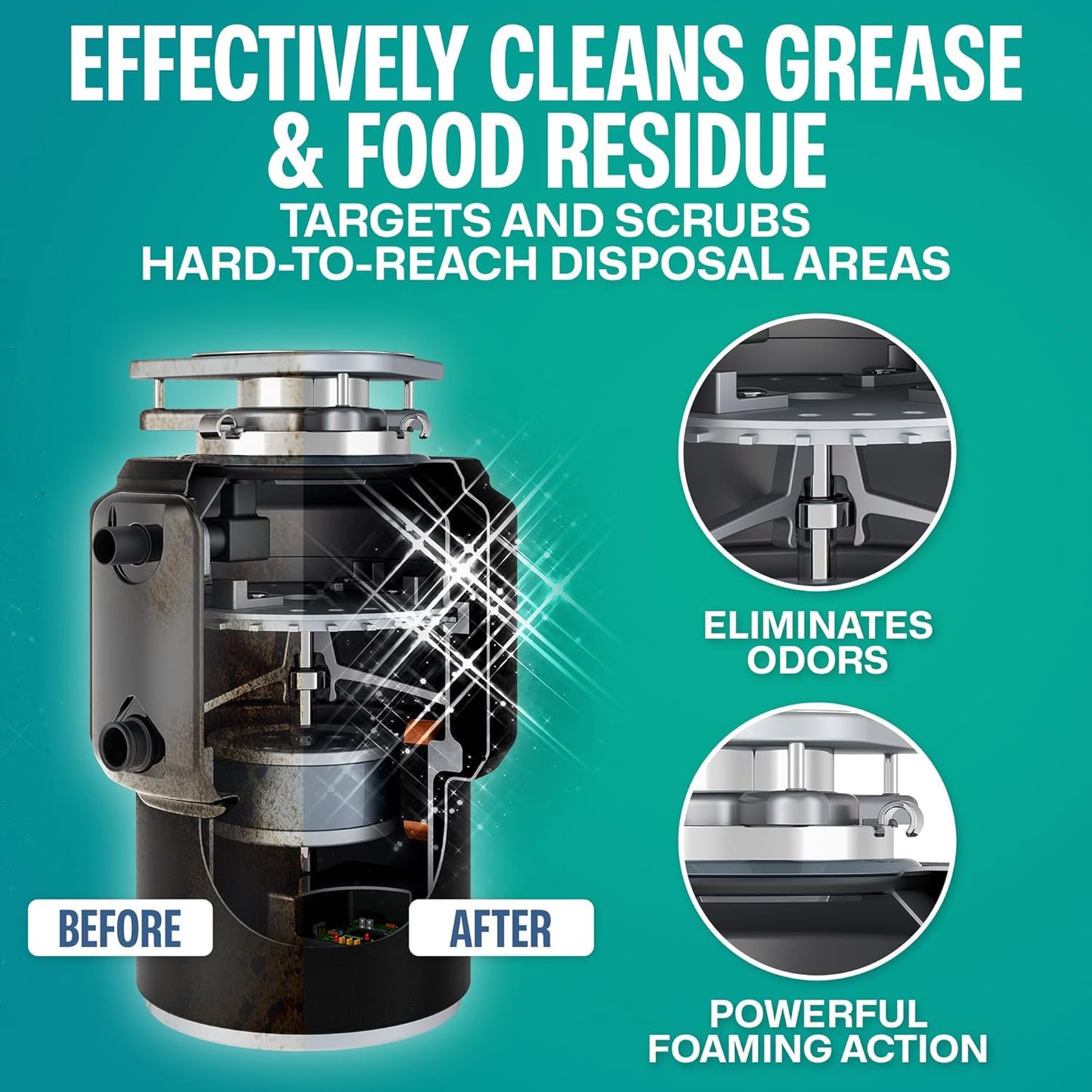 Sudstainables Garbage Disposal Cleaner Tablets 24-Pack - Sink Cleaner and Deodorizer, Disposal