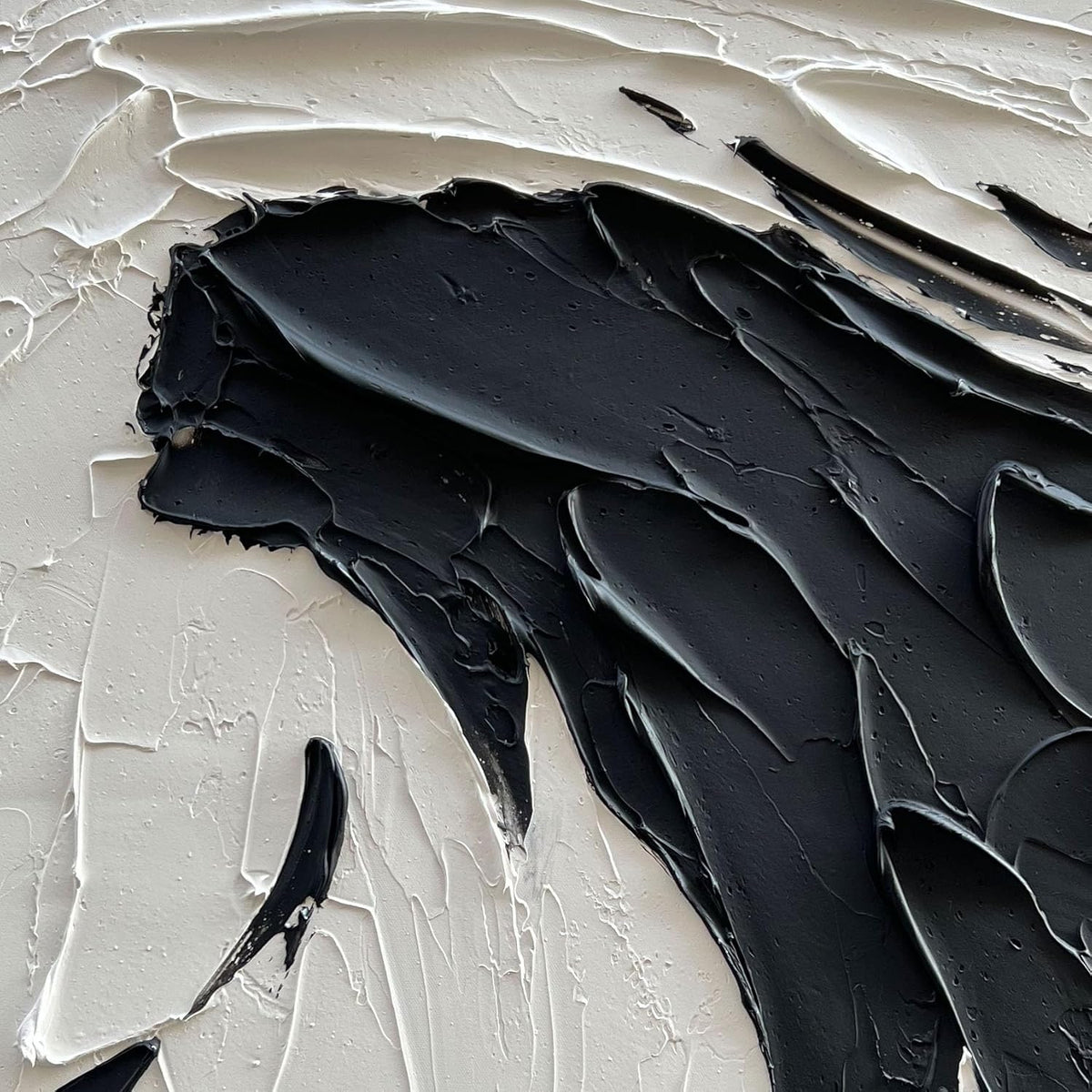NANKAI 40x28 inch Minimalist Black and White Abstract Painting 100% Hand-Painted Modern Wall Deco