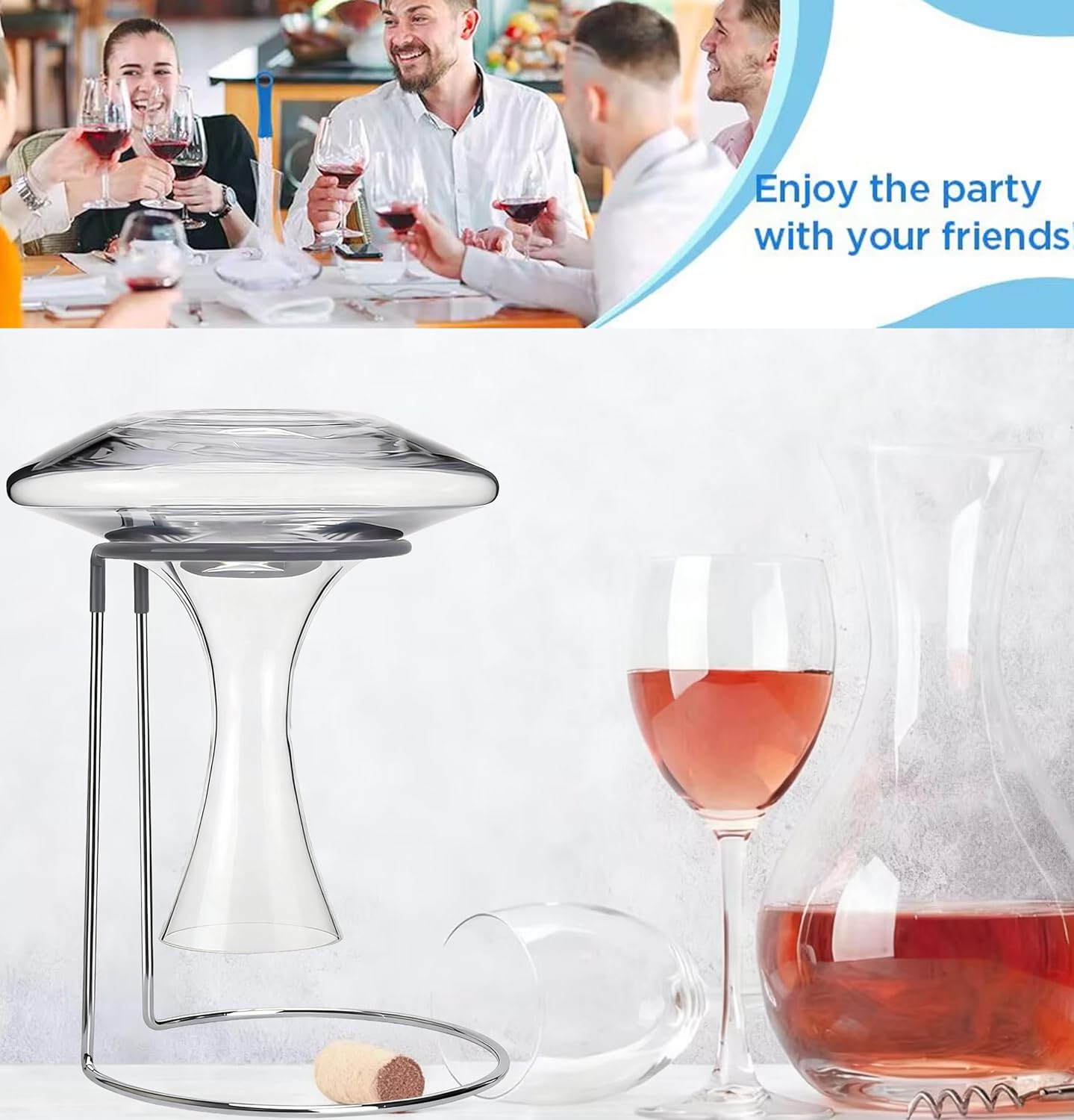 Wine Decanter Drying Stand with Cleaning Brush,Wine Decanter Drying Rack Holder with Rubber Coated