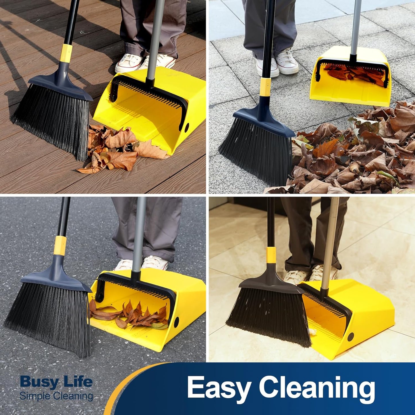 Yocada Commercial Broom and Dustpan Set with Comb Commercial Outdoor Indoor for Courtyard Garage