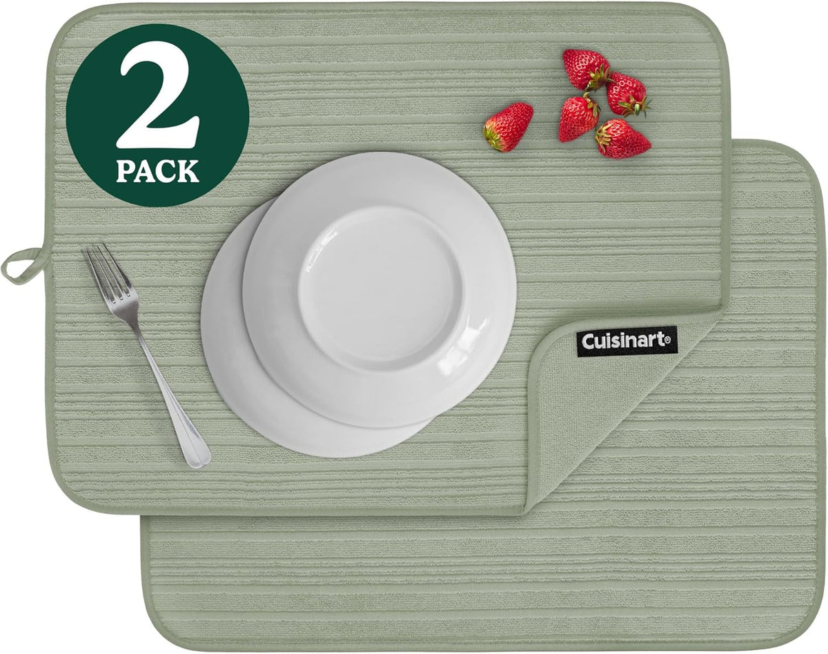 Cuisinart Dish Drying Mats for Kitchen Counter - (2) 18" x 24" Ultra Absorbent Dish Drying Mat XL