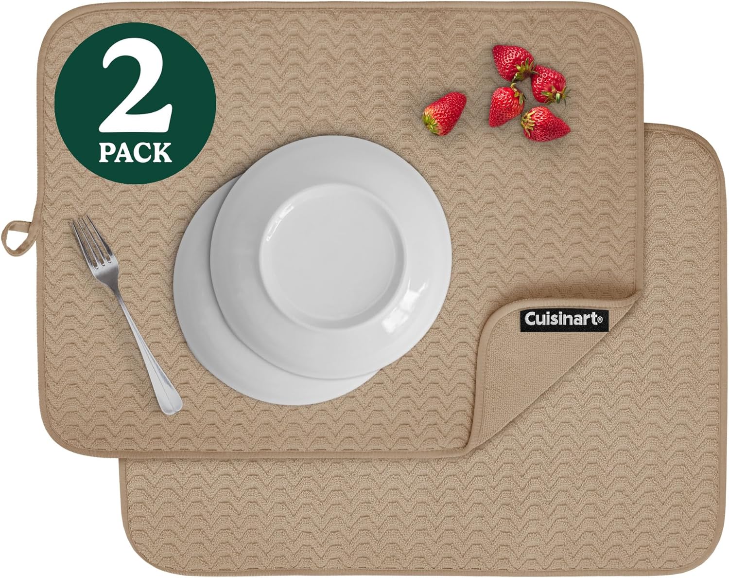 Cuisinart Dish Drying Mats for Kitchen Counter - (2) 18" x 24" Ultra Absorbent Dish Drying Mat XL