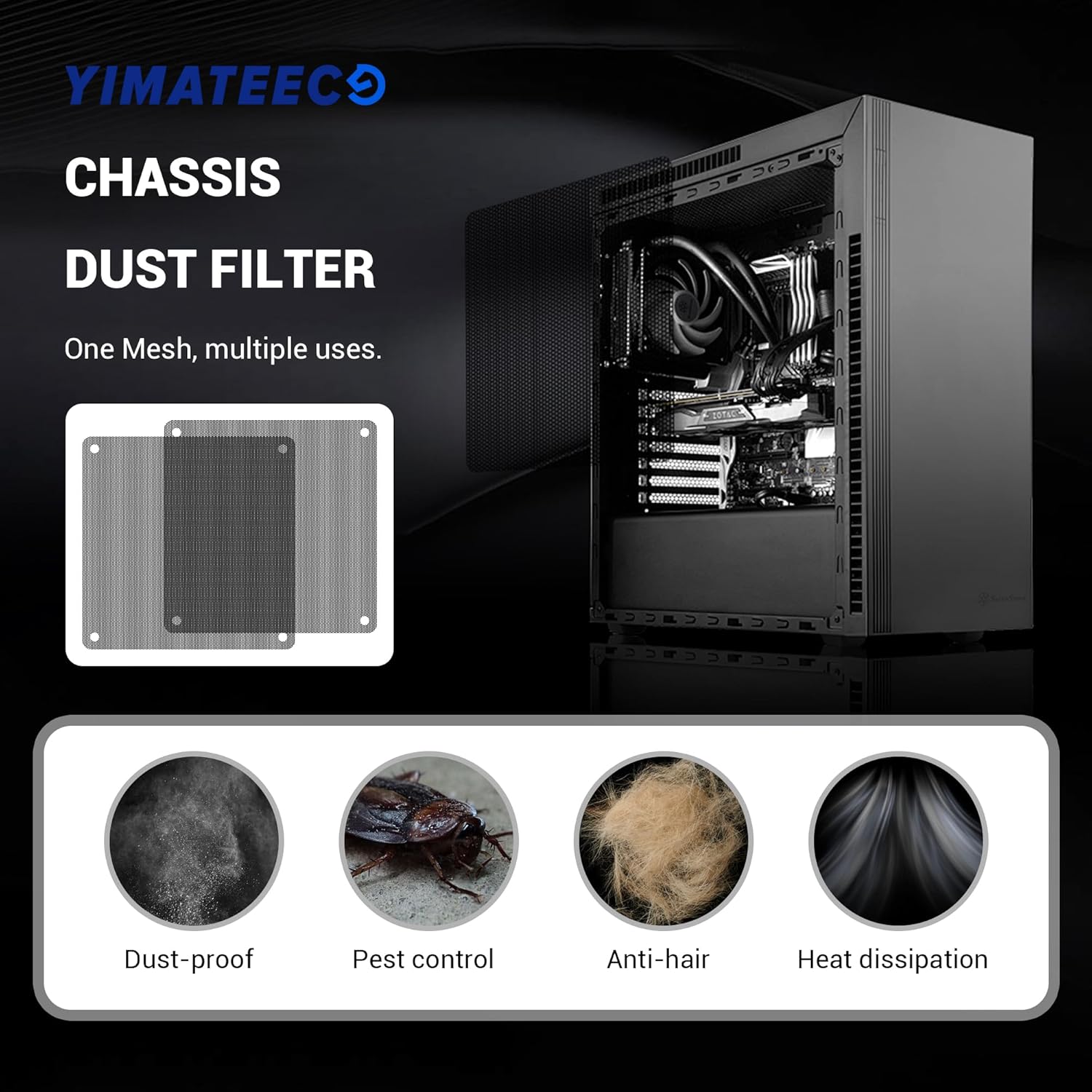 140mm Fan Dust Filter PC, 10Pack PVC Computer Dust Filter Mesh Dustproof Case Cover PC Cooler Fan